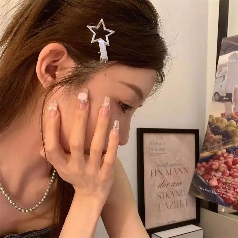 24 Piezas/Set Horquillas Metálicas Plateadas Y2K para Mujeres Niñas Pinza para el Cabello de Estrella Múltiples Estilos Pinza de Pato Sin Costuras Accesorios para el Cabello de Niñas