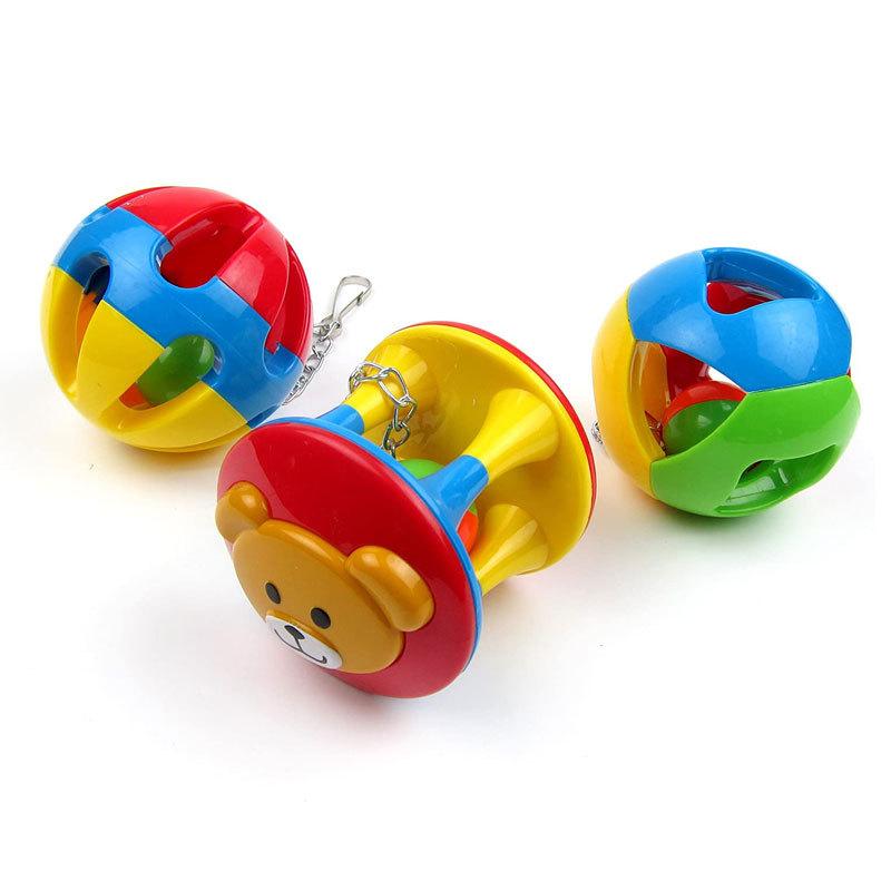Toy Ball, Plastic Bell, Rattling Ball, Medium To Large Parrot Bite Toy Bird Supplies, Bird Toy Set