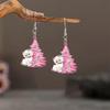 Pink Christmas Tree Kitten Earrings: Perfect for Holiday Parties and Travel