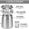 2.0L Stainless Steel Oil Filter Pot with Mesh Large Capacity Household Fryer Oil Storage Tank Residue Separation Tool
