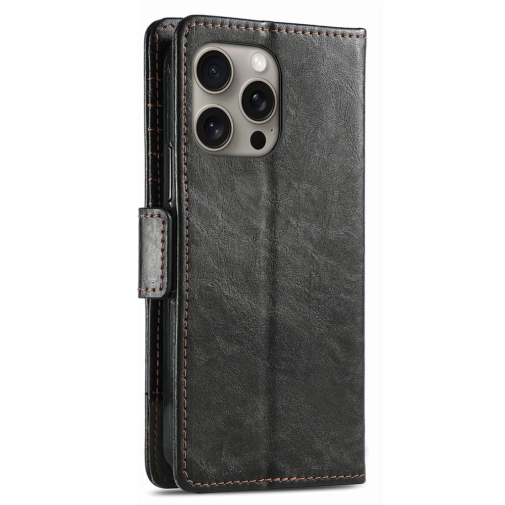For iPhone 16 Pro Phone Cases CASENEO PU Leather Cover Stand with RFID Blocking Wallet