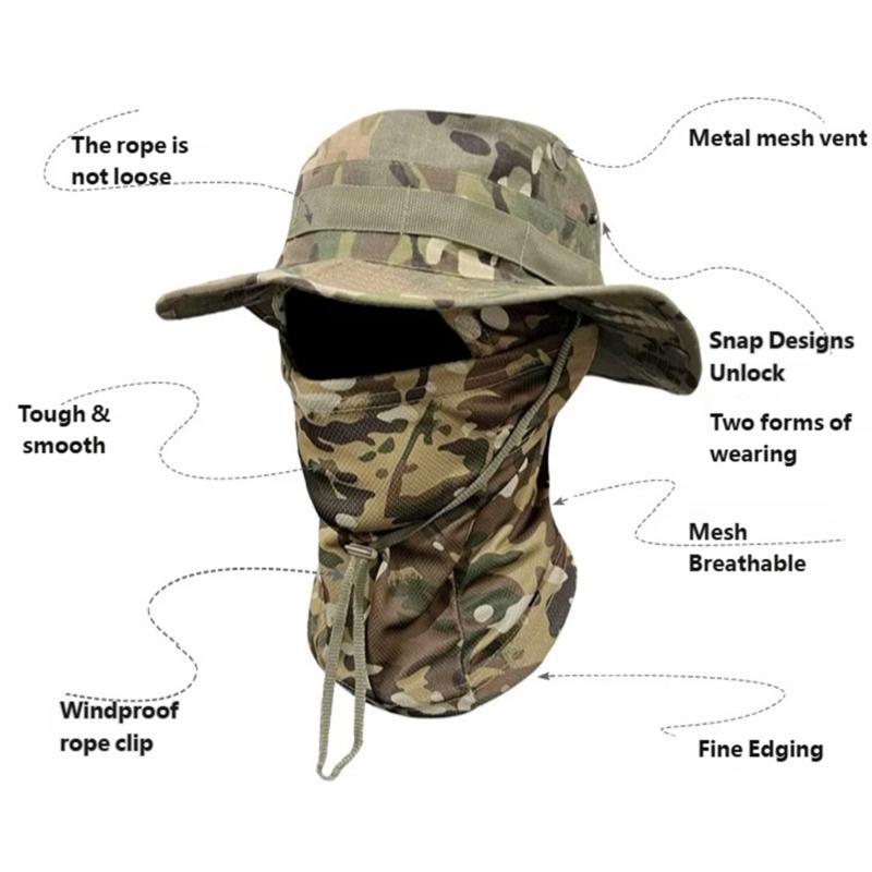 Multipurpose Unisex Sun Hat Boonie Hat Mask With Full Coveraged Against Harsh Weather During Long Excursions