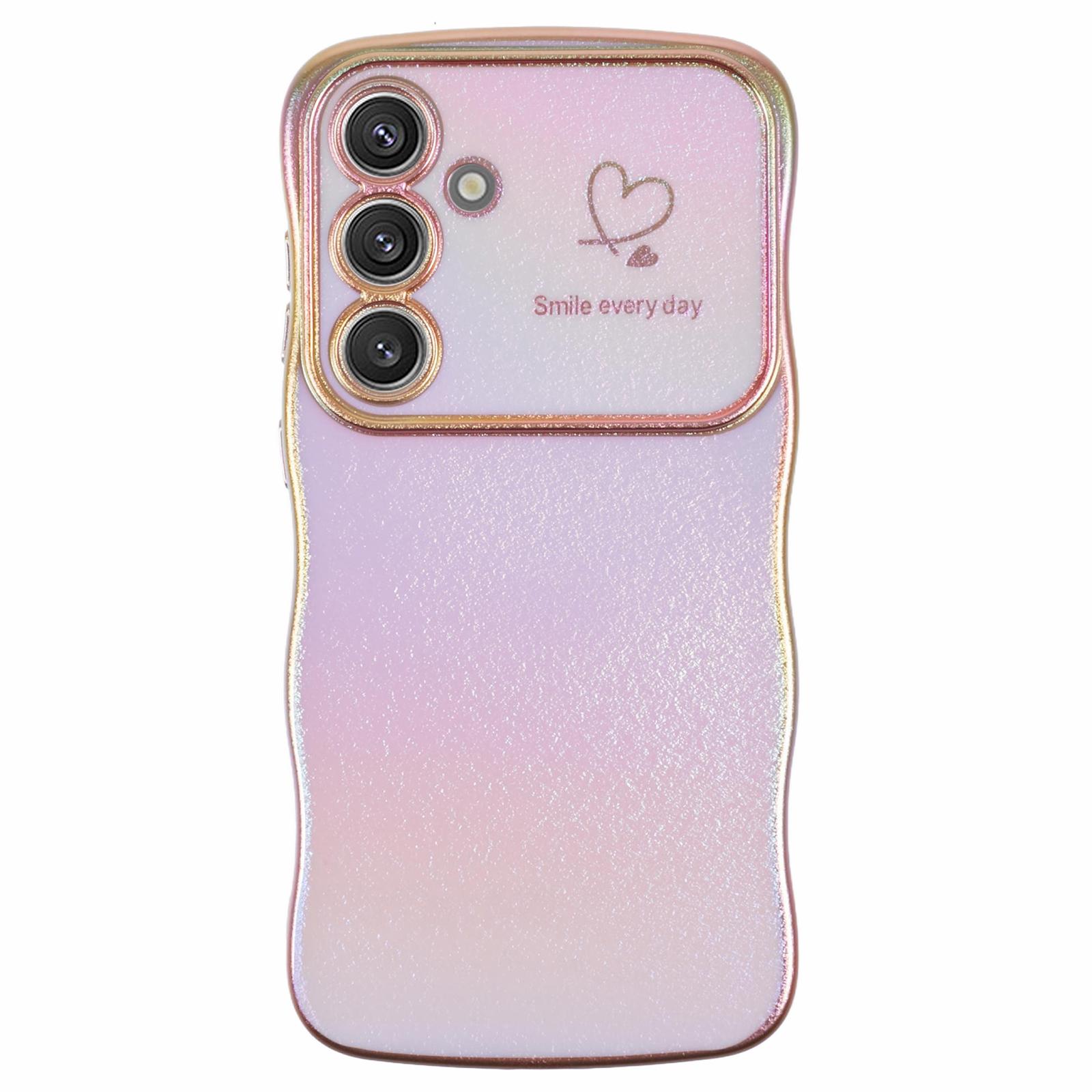 

For Samsung Galaxy S25 Case Curly Shape Love Heart TPU Phone Cover Iridescent Gradient Colorful Purple