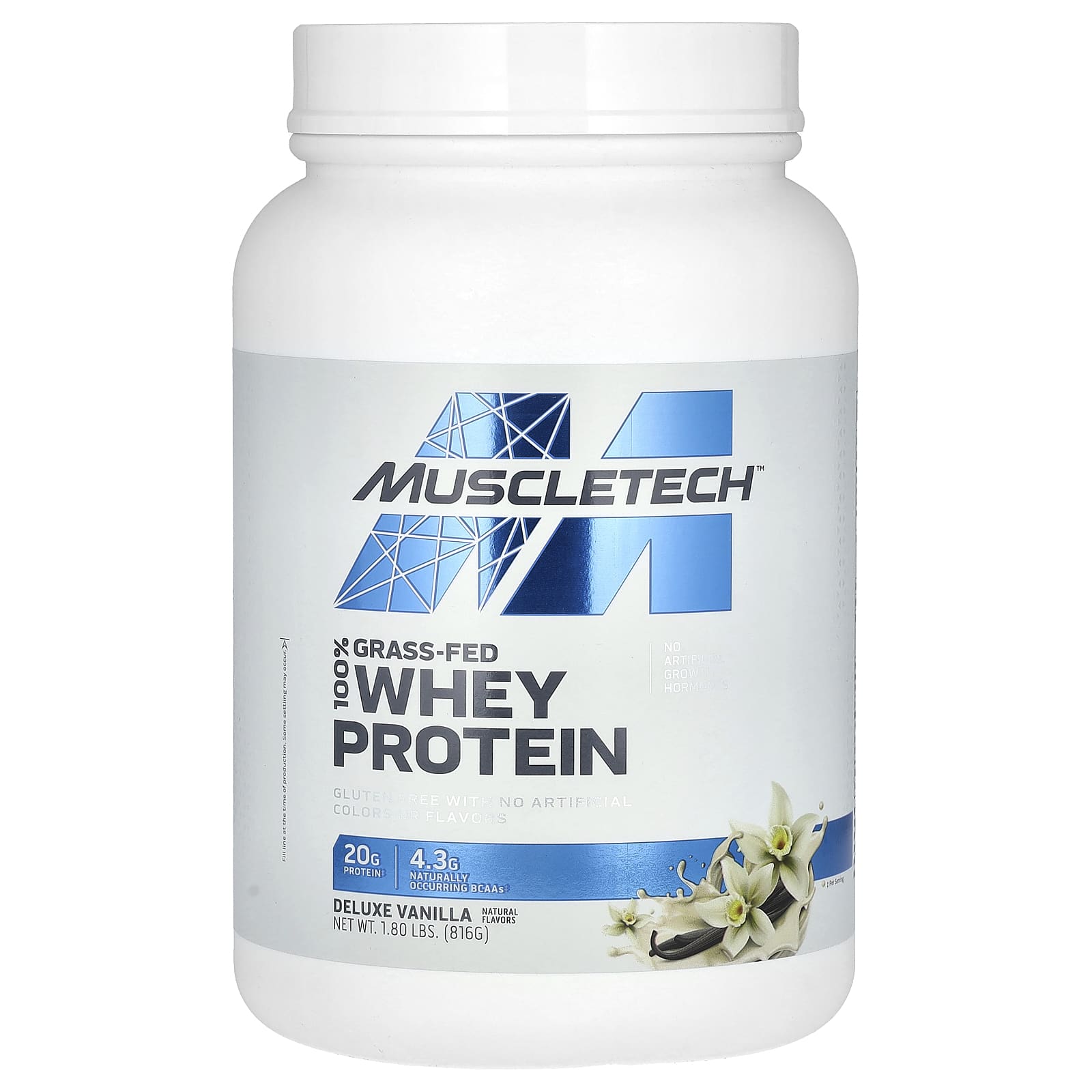 

MuscleTech, 100% Grass-Fed Whey Protein, Deluxe Vanilla, 1.8 lb (816 g)