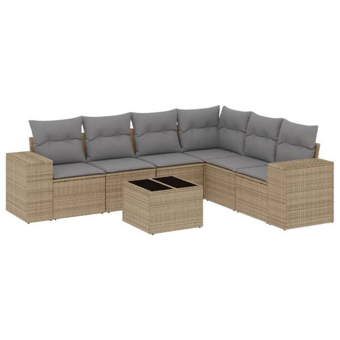 VidaXL Garden Lounge Set with Cushions 7 Pcs, Patio Sofas, Patio Furniture Set, Outdoor Furniture, Beige 3222618