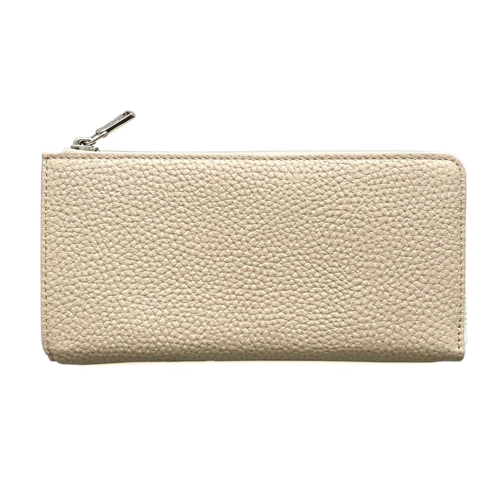 

Gratia Women s L-Zip Long Wallet, Genuine Leather, Large Capacity, Stylish and Cute, Shrink-Embossed Leather, Made in Japan, G033 (Beige)