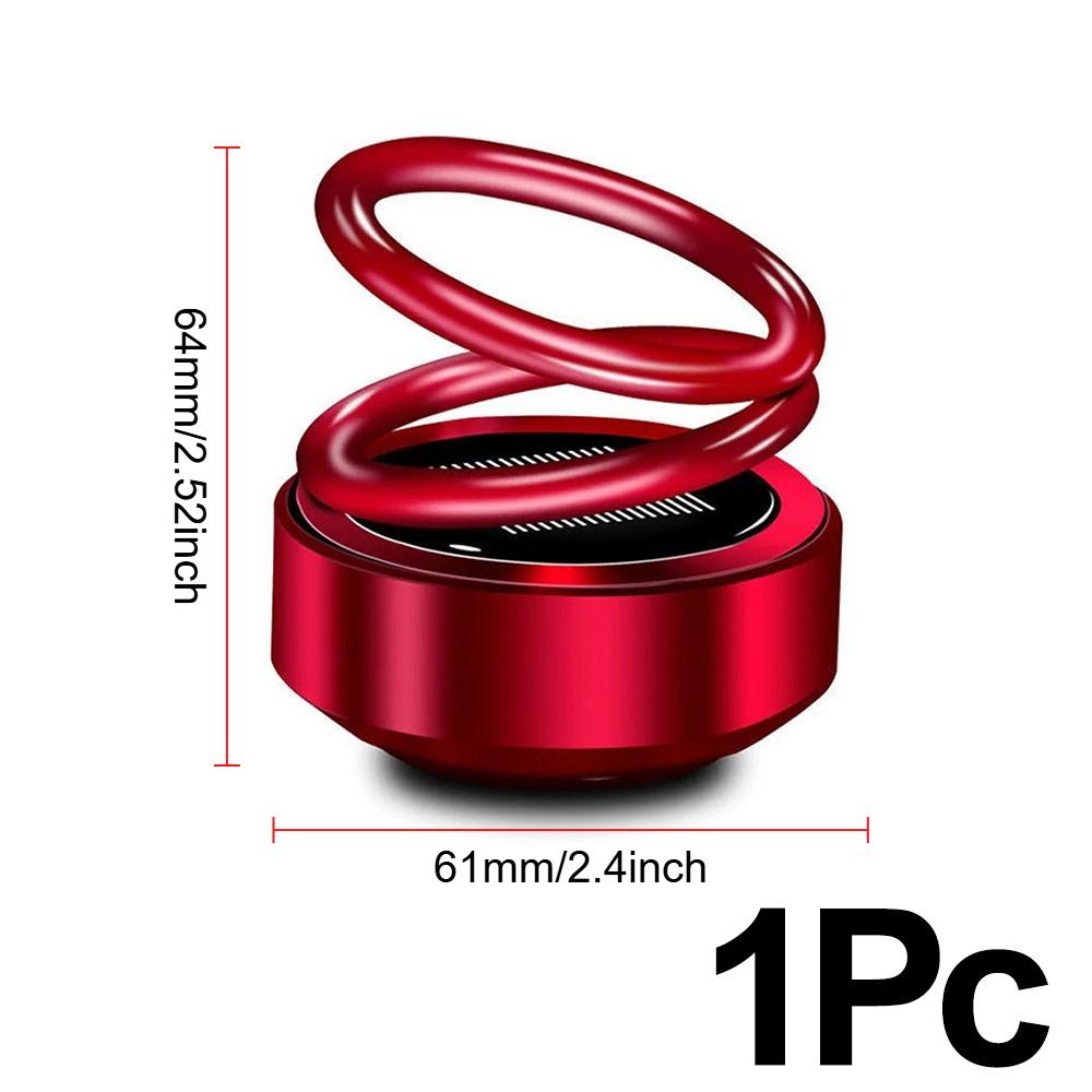 Car Solar Spinning Aroma Diffuser Aromatherapy Air Freshener Dual Ring Decor Odor Eliminator Long Lasting Vehicle Accessories