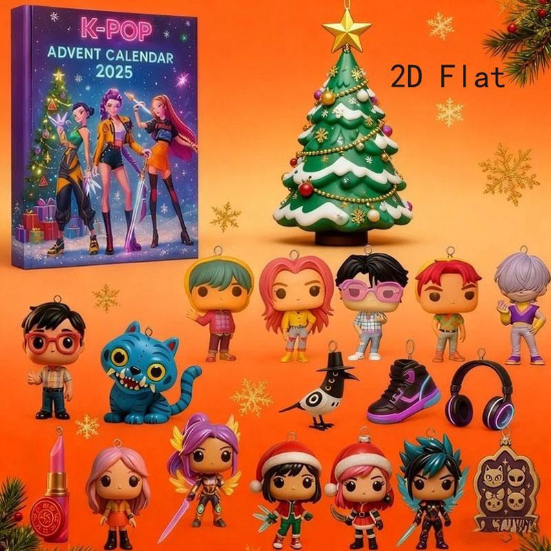 2D Flat 2025 Demon Hunter Advent Calendar Blind Box Christmas Tree Acrylic Pendant Gifts