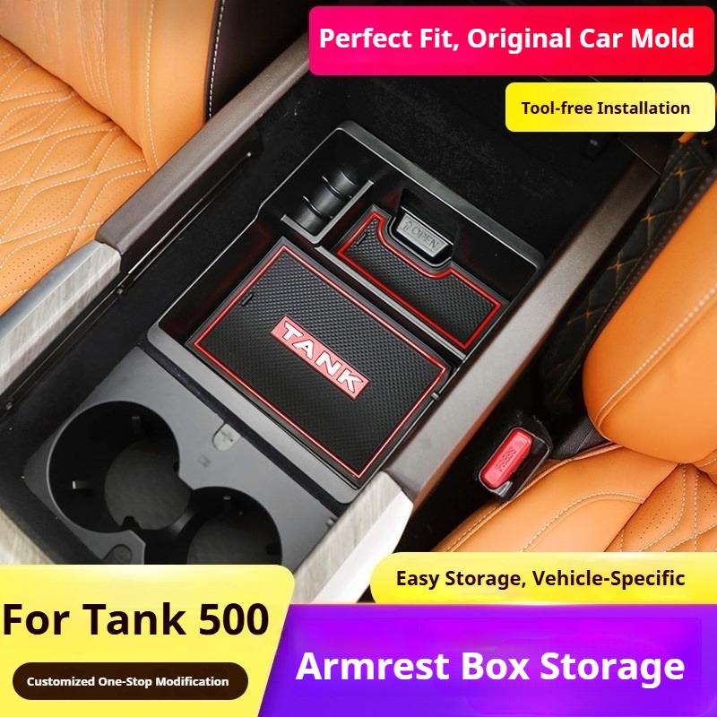 For GWM Tank 500Hi4-T Car Central Control Storage Box Plastic Armrest Box Storage Box Interior Storage Compartment Accessories