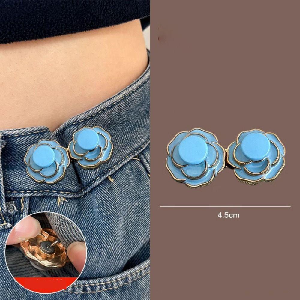 

Camellia Tighten Waist Button Metal Retractable Button Sewing-on Pants Pin Jeans синій