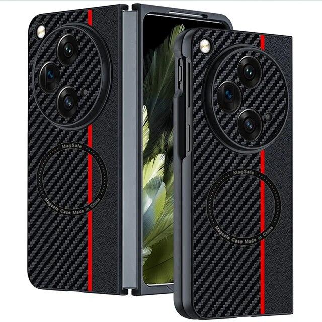 Luxusní kožené pouzdro z uhlíkových vláken pro Oppo Find N3 Kryt bezdrátového nabíjení pro Find N3 N2 Flip Protection pouzdra na telefon