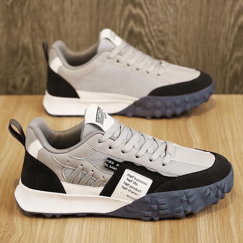 

Internet celebrity popular men s shoes summer breathable mesh retro versatile casual board shoes non-slip soft sole sports heightening tide shoes 44 сірий колір