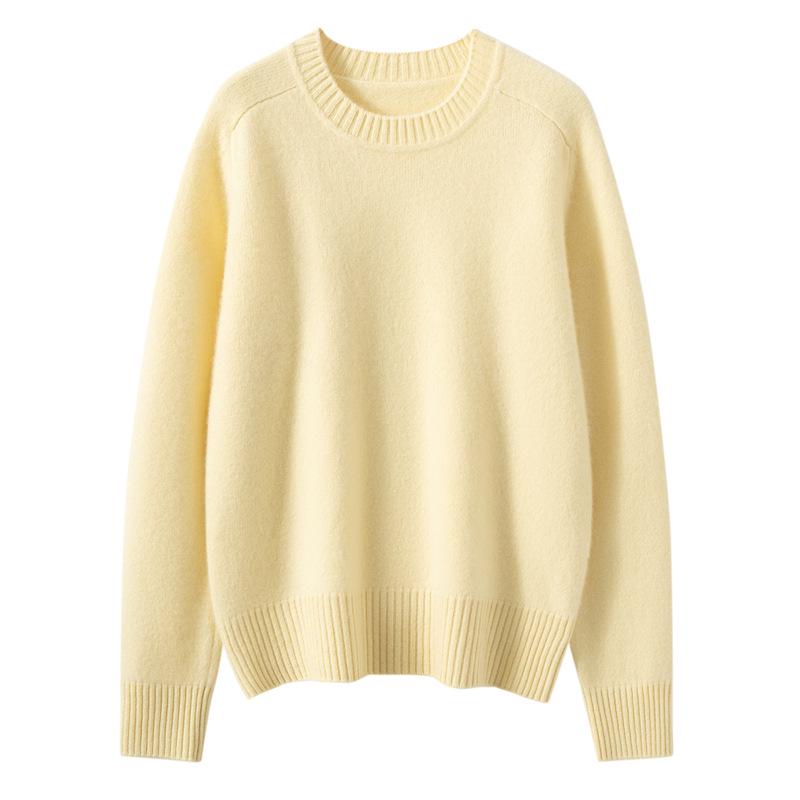 Soft, Skin-Friendly Cashmere Sweater – Stylish Saddle Shoulder, Round Neck, Loose Fit, Slimming Design for Autumn/Winter 2026 Women’s Collection