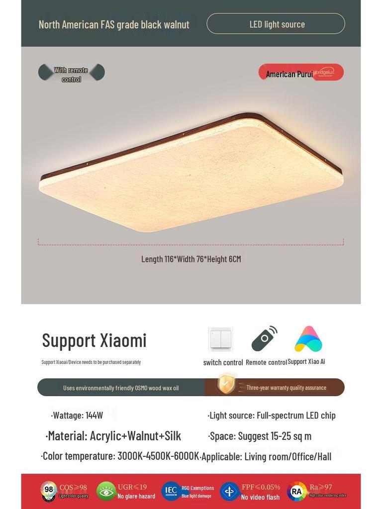 Retro Walnut Zen Ceiling Light with Song Dynasty Silk Aesthetics