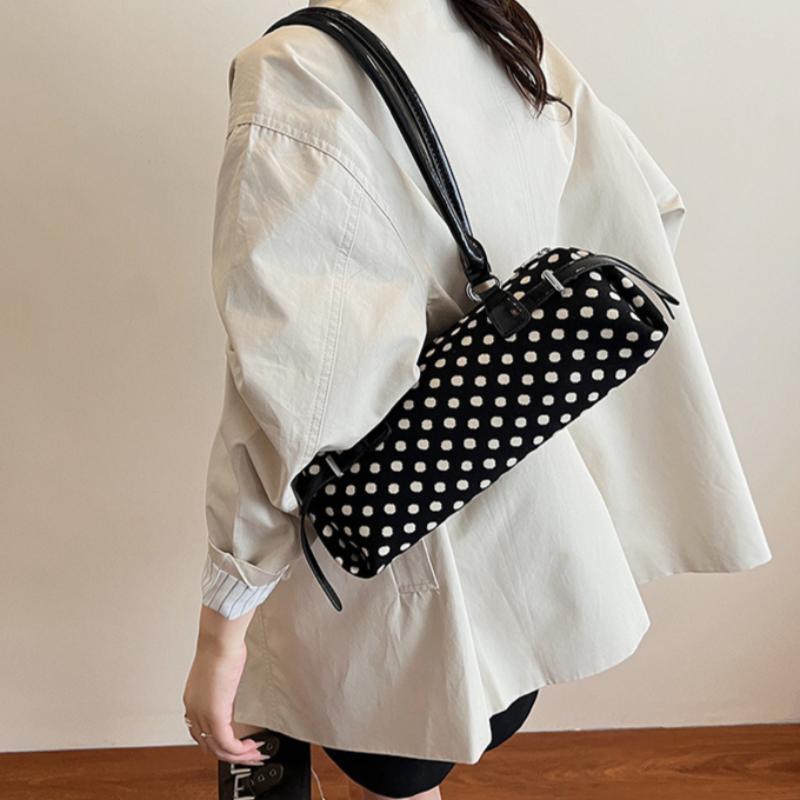 Retro Polka Dot Bag Fashionable Niche High-end Handbag Women's New Fashion All-match Commuter Casual Messenger Storage Bag