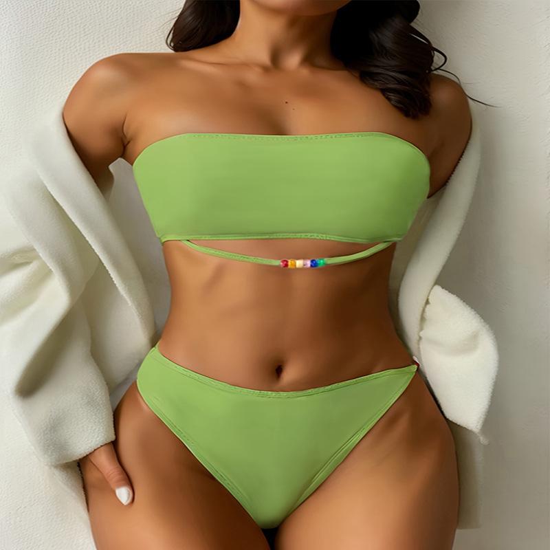 TS JYL-SW258 Solid Triangle Cup Bikini, Two-Piece Beach Swimwear For Ladies M