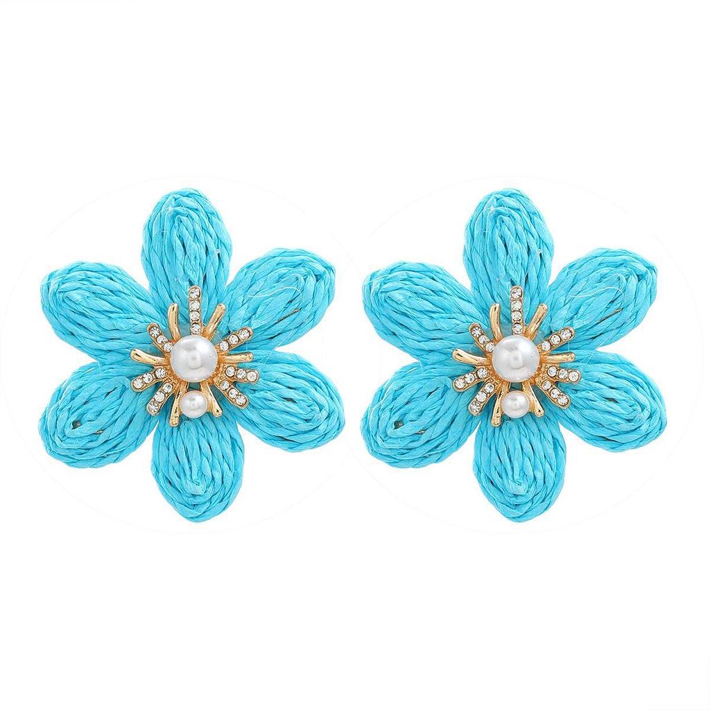 Spring Floral Raffia Earrings – European & American Style for Ladies' Parties