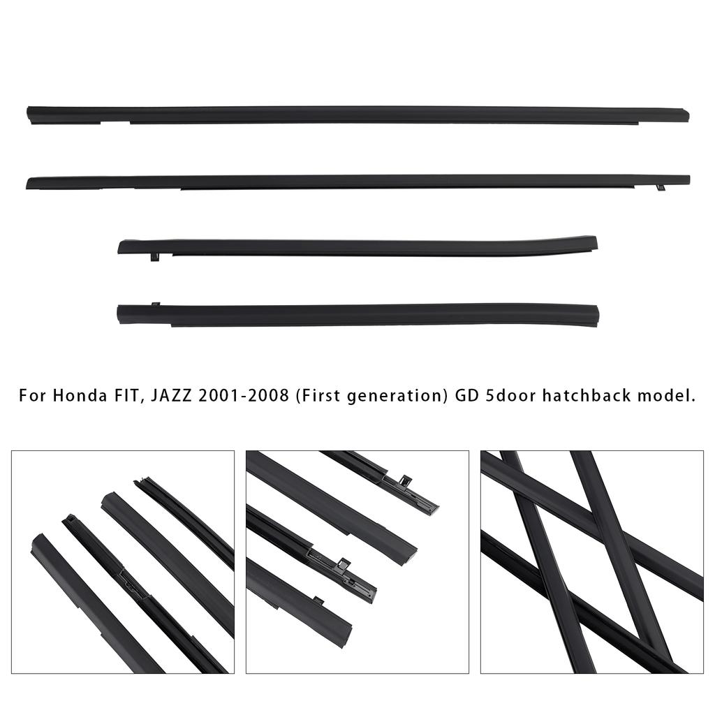 4 STÜCKE Wetterschutzleiste Gummidichtung Türgürtel für Honda FIT JAZZ 1. Generation 2001-2008