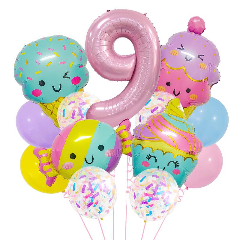 New Candy Ice Cream Balloon Set Baby Birthday Party Photo Props 32-Inch Pink Digital Scene Arrangement