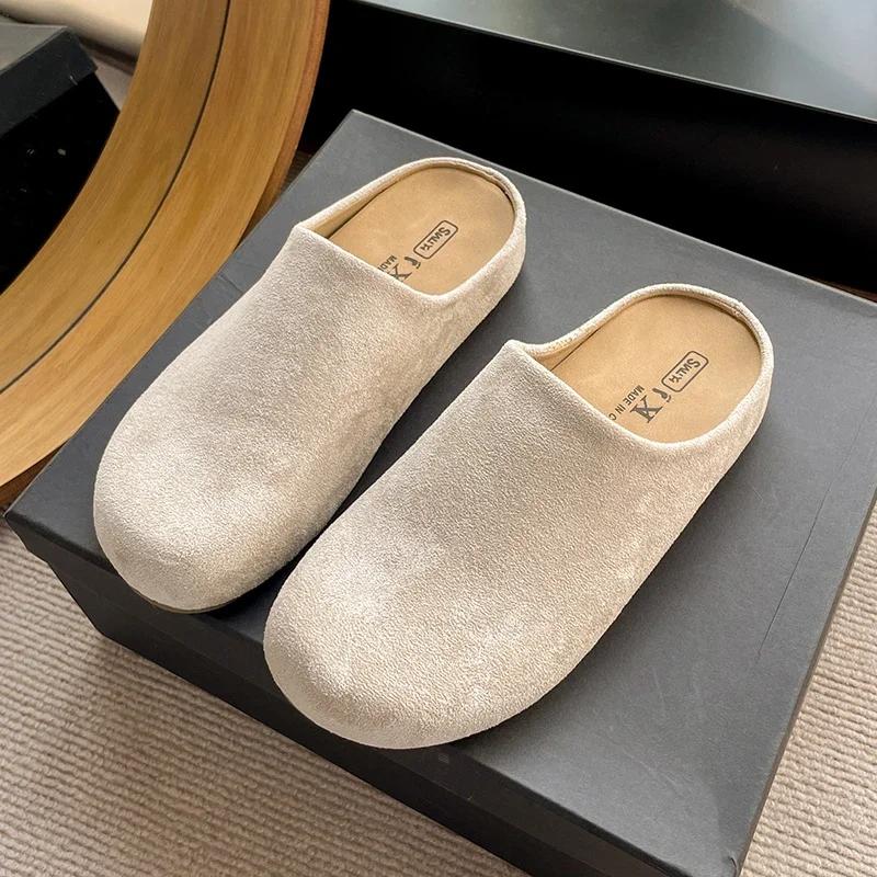 Fashion New Retro Solid Color Flat Bottom Women's Shoes Ladies Slides Fashion Suede Slippers Mules Casual Cozy Female Sandals