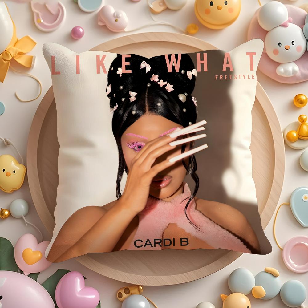 C-Cardi B-B Singer Cushion Cover Home & Car Multi-Scene Pillow Cover - Reversible, Soft & Durable for Daily Use
