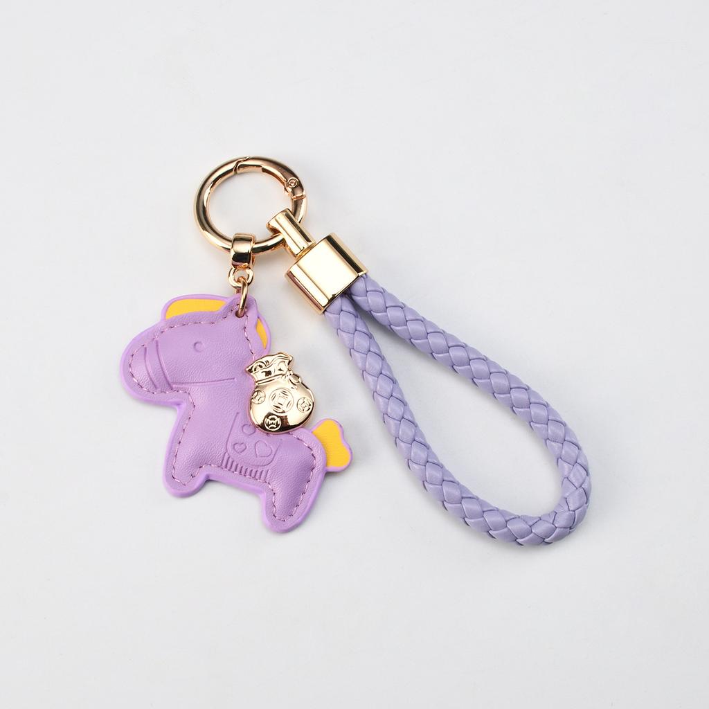 Creative Now Money Keychain Leather Braided Rope Fashion Cartoon Car Keychain Bag Cute Pony Pendant