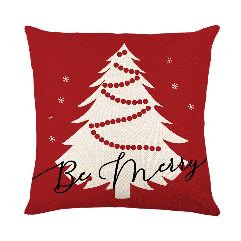 Striped Christmas Series Printed Cushion Cover Home Living Room Cushion Cover Letter Christmas Tree Cushion Backrest