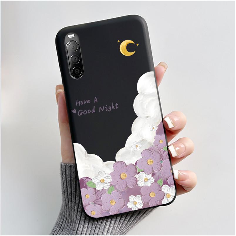 Fodral För Sony Xperia 10 II / 10 III Mobilskal Estetiskt Mode Söt Katt Astronaut Svart Silikon Mjuk Stötdämpande Baksidesskydd