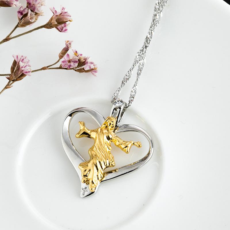 Klassische religiöse Kristall-Strassstein-Halskette mit hohl-rundem Anhänger-Design