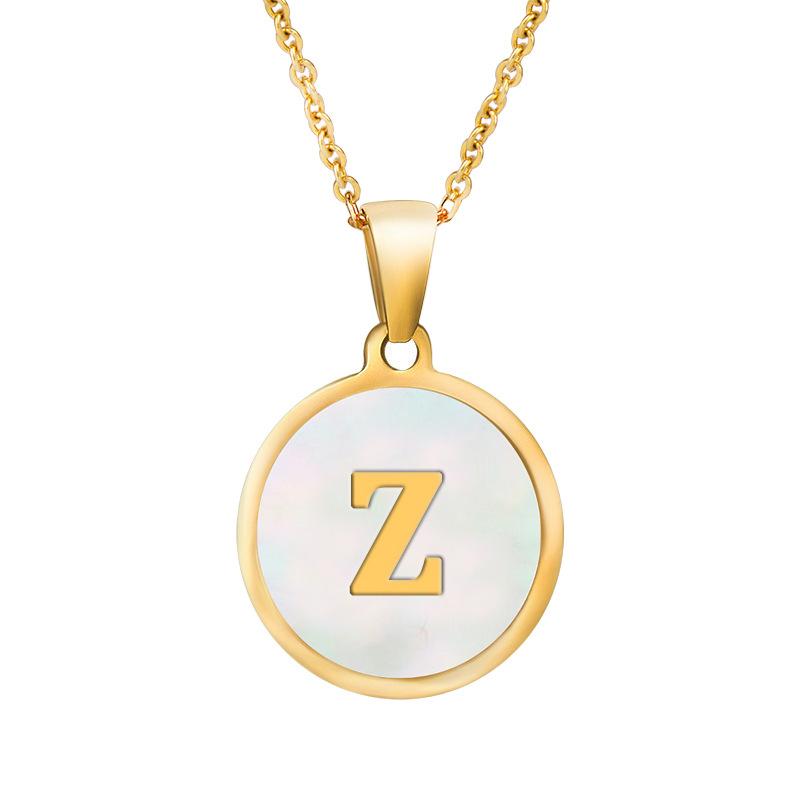 

Ожерелье с подвеской из позолоченного металла с инициалами, эмалированное белое ожерелье с буквой AZ для женщин, золотые украшения для девочек, подарки на день рождения