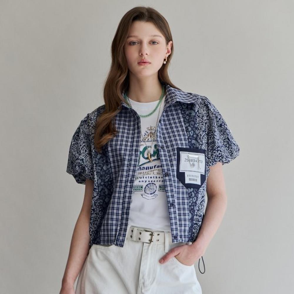 Maxza String Crop Balloon Blouse Zf07qj003nh navy/FREE