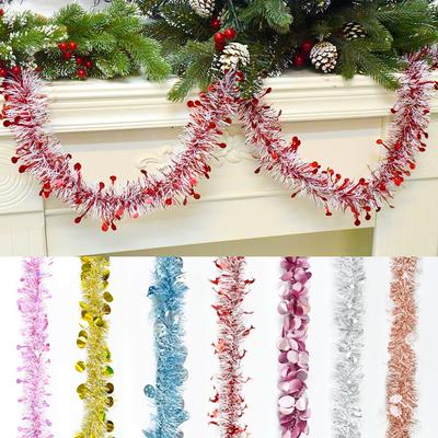 2M Foil Tinsel Ribbon Garland for Christmas Decoration Xmas Tree Wrapping Ribbon Christmas Ornaments New Year Decor Supplies