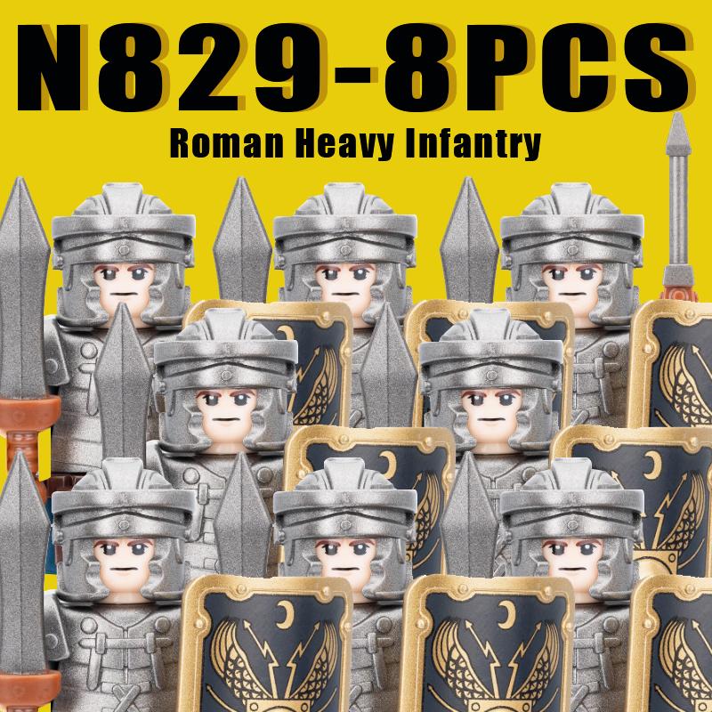 Medieval Military Rome Knights Building Blocks Castle Army Warrior Soldier Figures Crossbowman Shield Sword Legion Bricks Toys