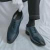 Men Derbys Oxford Blue Black Embossing Leather Formal Business Shoes Men's Tuxedo Wedding Dance Shoes Plus Size