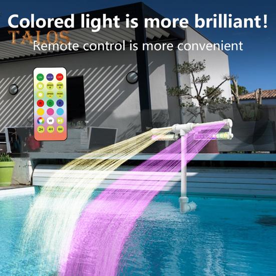 Fontana per piscina con luce LED a 7 colori, fontana per piscina con doppio spruzzo regolabile, cascata, irrigatore e refrigeratore per piscine fuori terra e interrate.