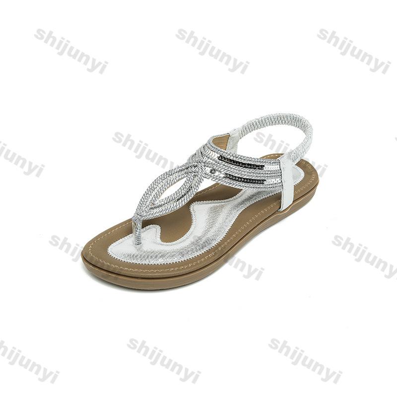 Women's Flats 2025 Summer Fashion Outdoor Non Slip Clip Toe Roman Sandals Lightweight Comfortable Breathable Luxury Casual Shoes