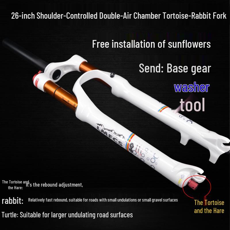 Dual Air Chamber Mountain Bike Fork - 26/27.5/29 Inch, Adjustable Damping, Magnesium Alloy