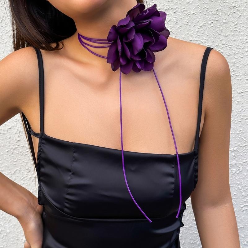 Elegant Rose Flower Clavicle Chain All-matched Necklace Women Bridal Adjustable Choker Mariage Jewelry Y2K Accessories