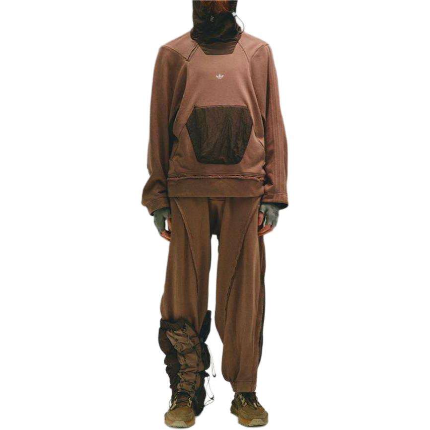 Adidas Originals X Hamcus Collaboration FW23 Color Block Logo Pocket Hoodie Unisex Hoodies Brown IX4341