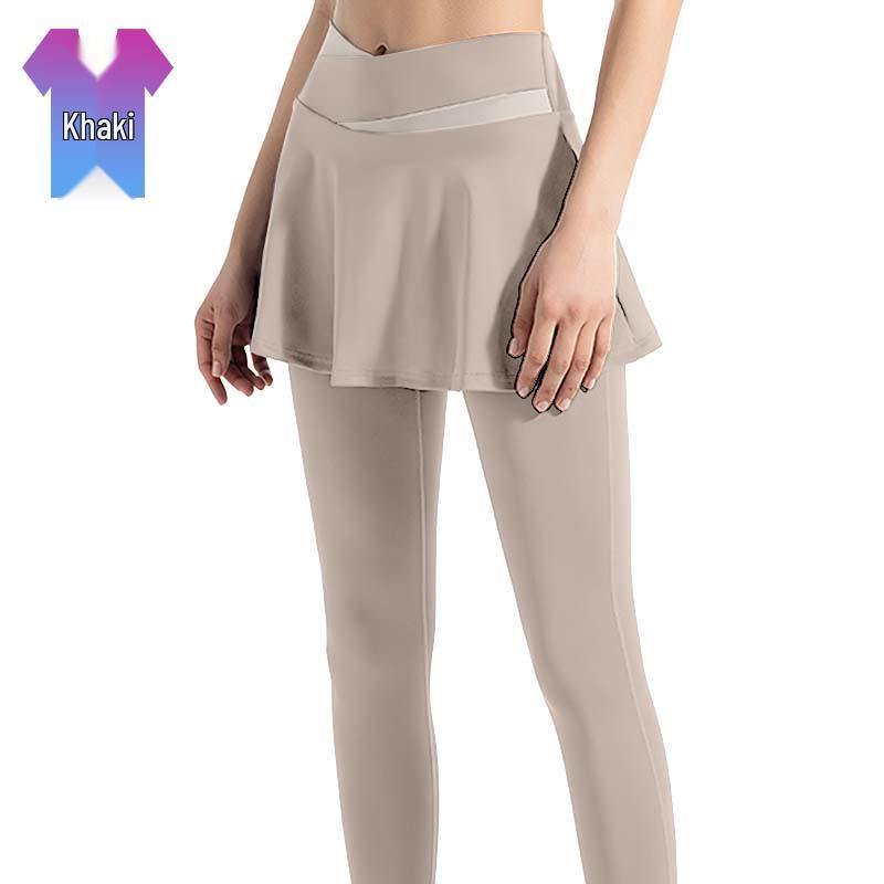 

Юбка-брюки для йоги с высокой талией и цветными блоками - Ощущение обнаженности, Защита от просвечивания, Поддержка бедер, Эластичные для бега, танцев и фитнеса M