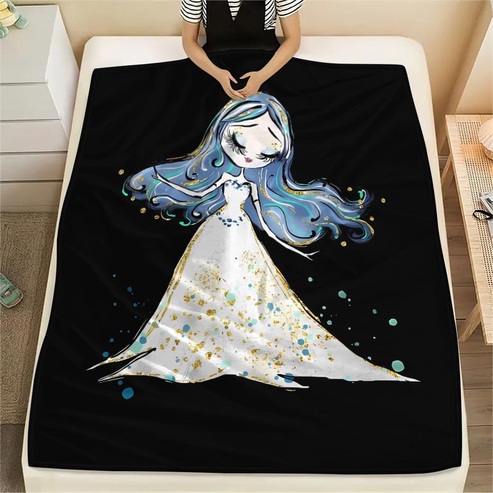 1PC Corpse Bride Print Flannel Blanket, High Quality All Seasons, Home Decor, Warmth and Comfort, Perfect for Christmas Gifts