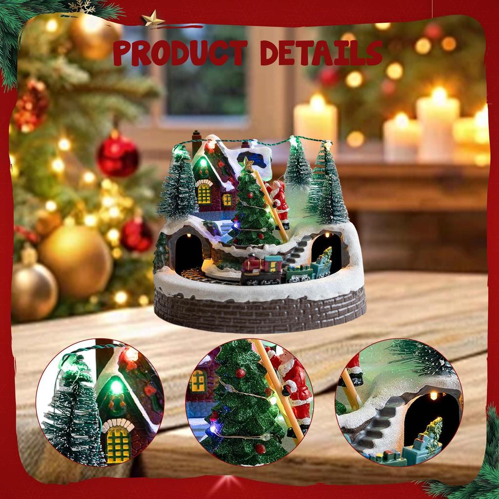 Christmas Lighted House Decor Decoration Art Table Festive LED Ornament Xmas for