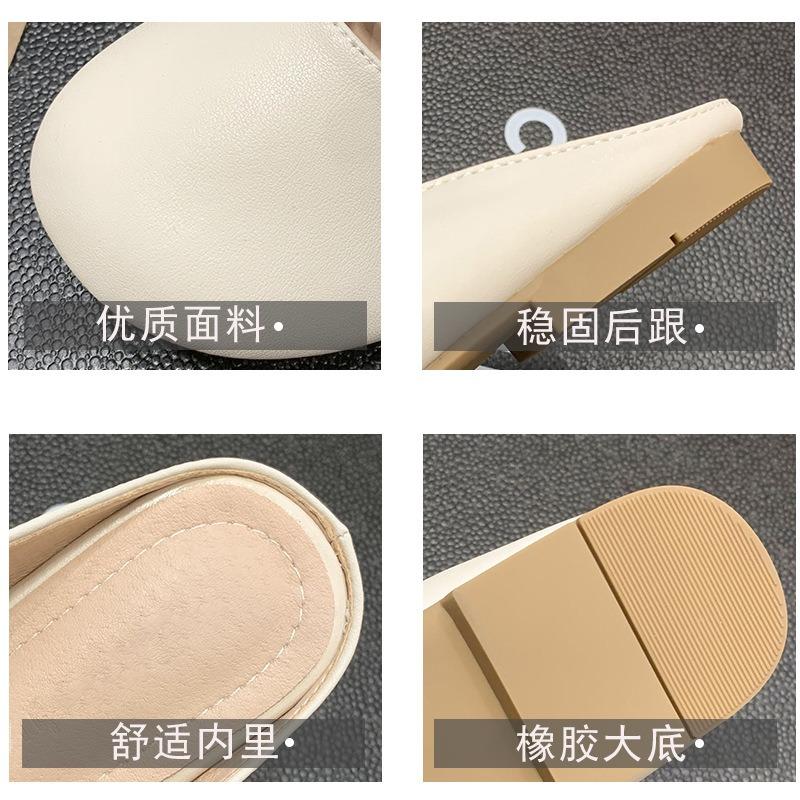 Spring New One-pedal Gentle Temperament Pearl Bag Head Half Slippers Women's Skirt Outer Single Shoes