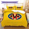 Villarreal CF Pattern Bedding Set Quilt Cover Pillowcase Home Decor Gift (1 * Duvet Cover + 2 * Pillowcase, Without Core)