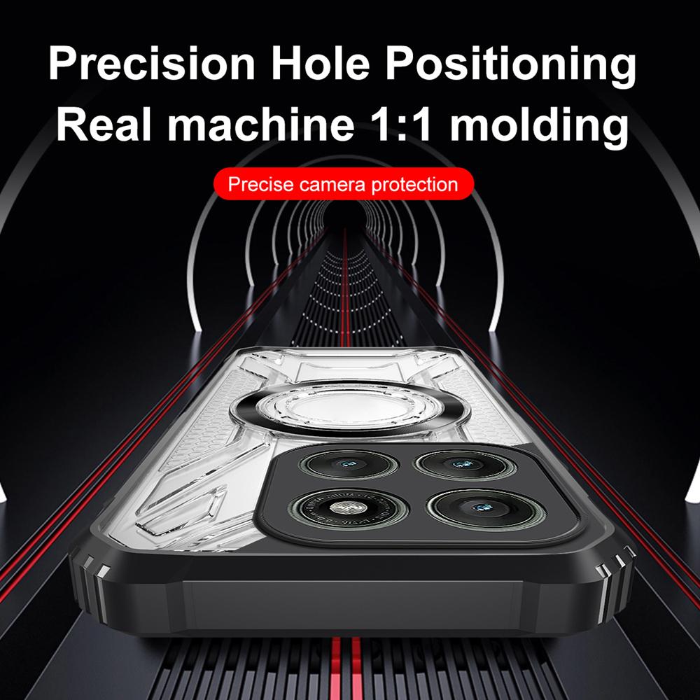 KEYSION Transparent Magnetic Case for Motorola Edge 50 Pro 5G Soft Silicone+PC Shockproof Phone Back Cover for for Edge 50 Pro