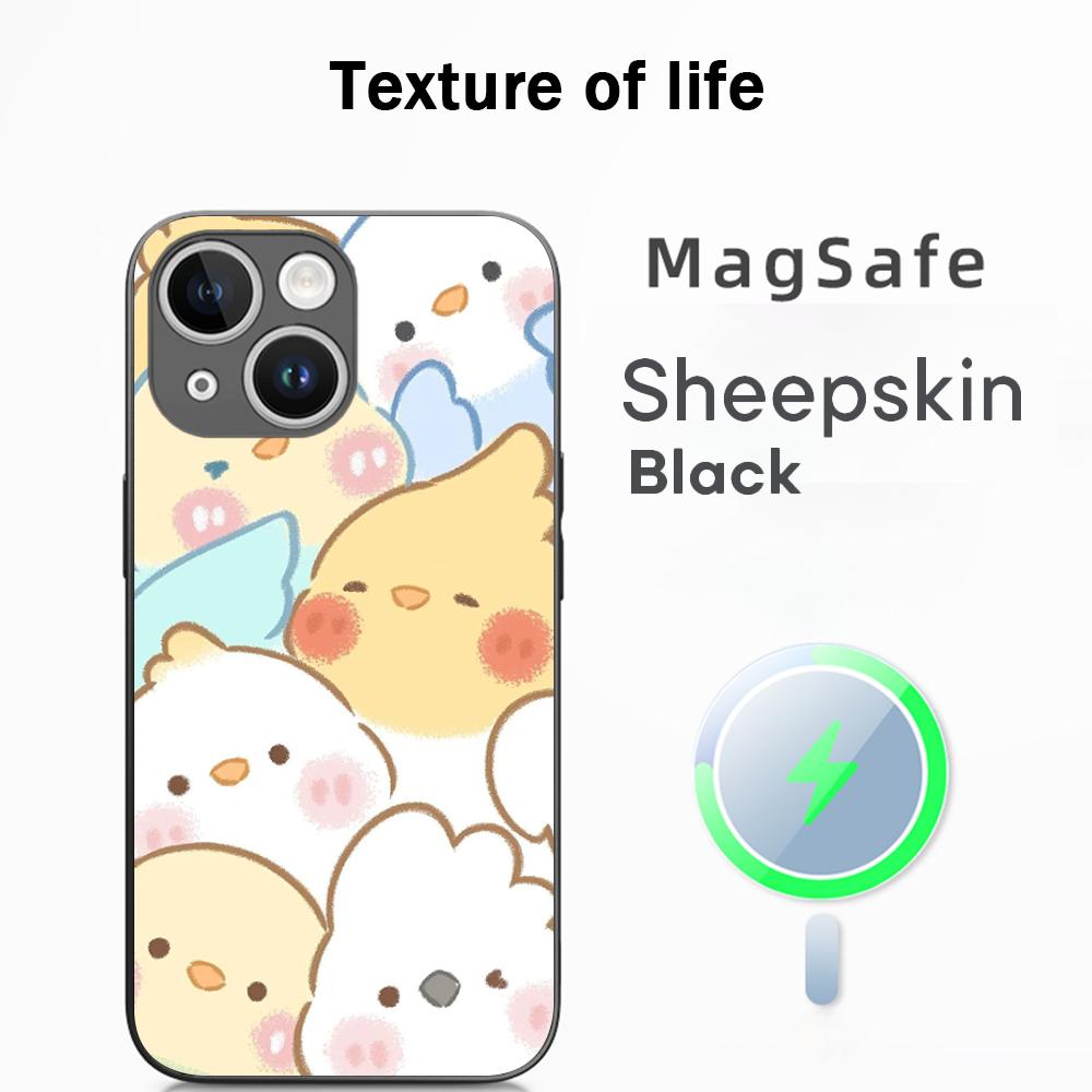 Cute Animal dog pattern lovely design  Phone Case For iPhone 17 16 15 14 13 12 Plus Pro Max  High-end Luxury Magsafe Sheepskin