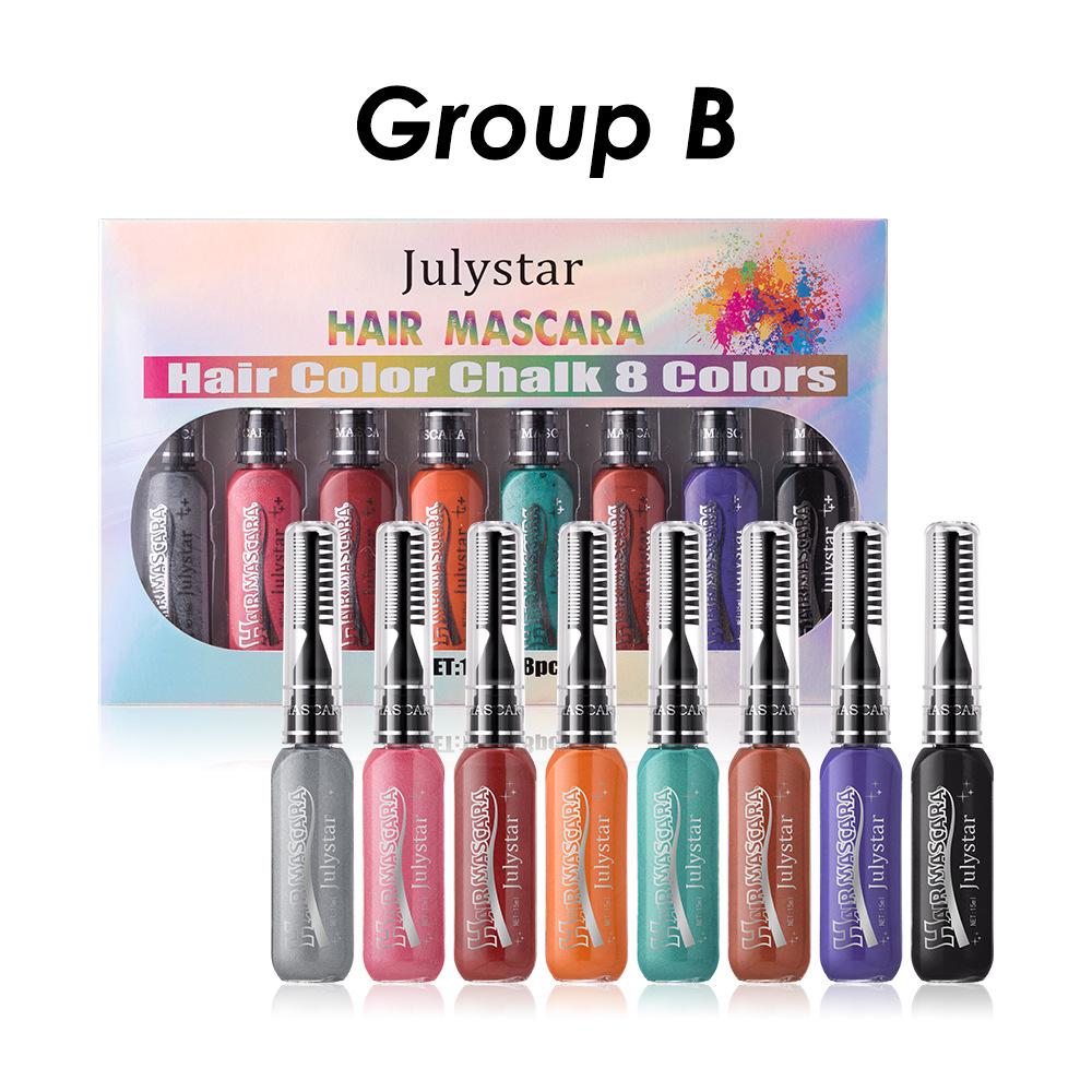 

Набор из 8 цветов Одноразовая краска для волос Временная нетоксичная DIY тушь для волос Смываемые мелки для одноразового окрашивания волос B