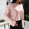 High Waist Contrasting Color Knitted Sweater Women's Early Autumn New Loose Short Pullover Sweater