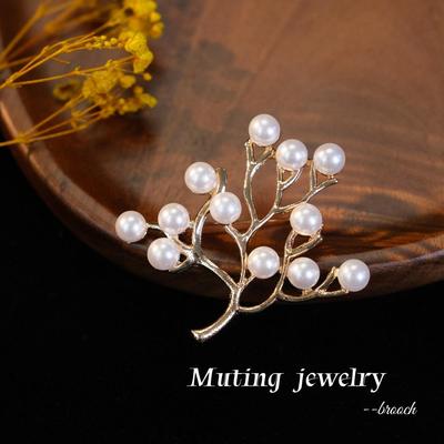 Tree of Life Pearl Brooch: Elegant Cheongsam Suit Pin