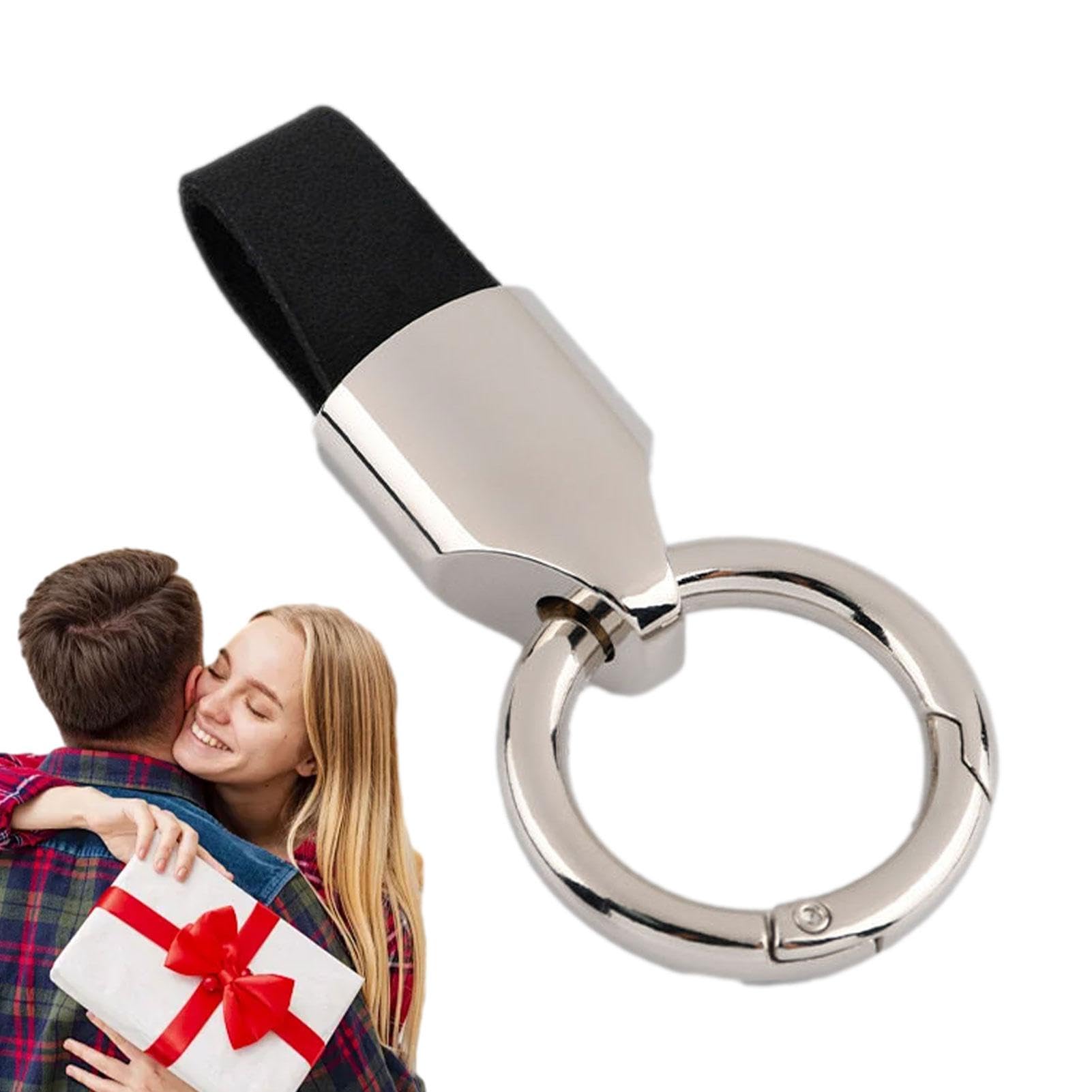 

Leather Keychain Strap, Mens Leather Keychain,Men and Women Car Key Chain with Key Fob B чёрный